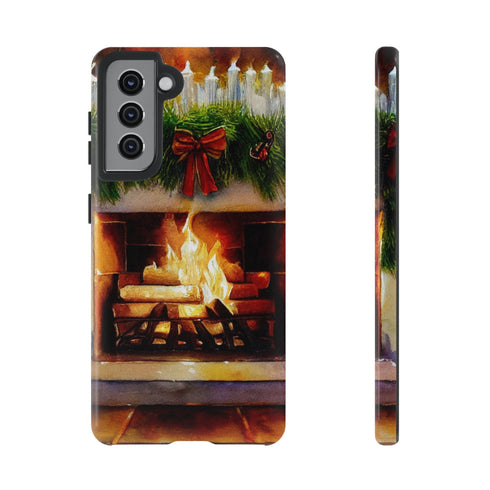 Candles on the Hearth Decorated for Christmas - Impact Resistant Phone Case Samsung Galaxy S21 Glossy